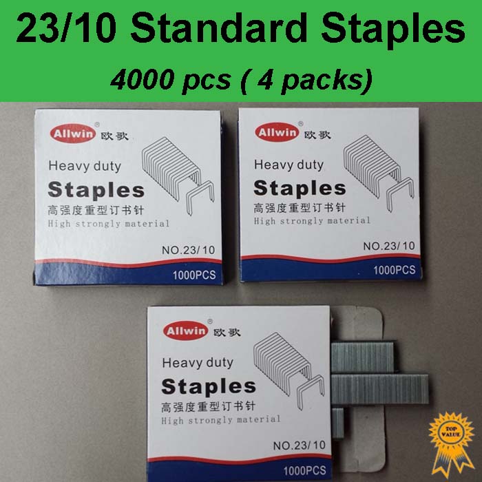 4x1000 pcs, 23/10, Standard Heavy Duty Staples, Refill School Home